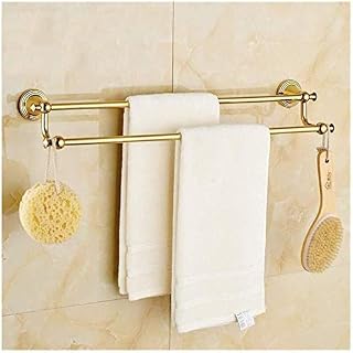 Towel Bar Towel Rack Towel Holder Towel Rod-European Style Bathroom Shelf Bathroom Double Pole Towel Rack Hook Bathroom/Gold/70Cm Bathroom (Color : Gold, Size : 40Cm)