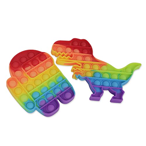 Kelshi Poppet Plopper - Juguete antiestrés pop up para niños y adultos, autismo, hiperactividad, hiperactividad, hiperactividad, juguete antiestrés (2 unidades, dinosaurios y robot) Cover