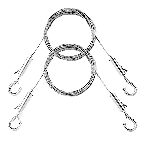 Comphic Kit de 2 cabos ajustáveis para pendurar quadros - ferragens resistentes, cabos de aço inoxidável de 1 m x 1,5 mm corda para pendurar
