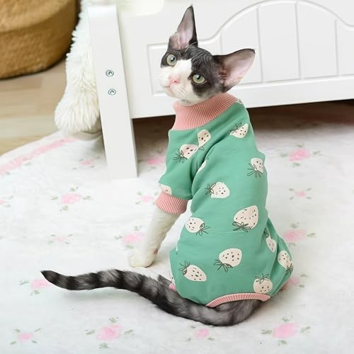 Vêtement d'hiver pour chat sans poils pull coton rose doux - 3