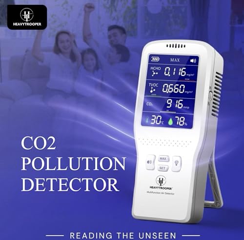 Image of Portable Air Pollution Detector for CO2| TVOC | HCHO | with Type C Charging,High Accuracy Test for Harmful Gasses,Temperature & Humidity with 2000Mah Battery