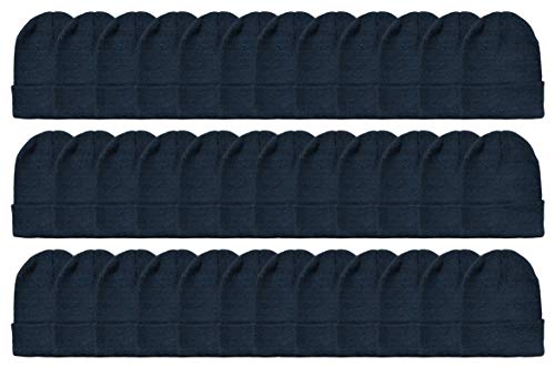 Image of Yacht & Smith Black Beanie Winter Hats in Bulk for Adults, Wholesale Value for Donations
