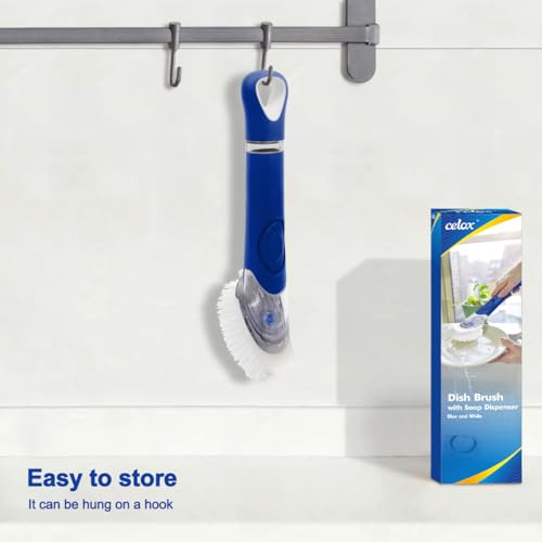 Image of CELOX Dish Brush with Soap Dispenser, Soap Dispensing Brush with Handle