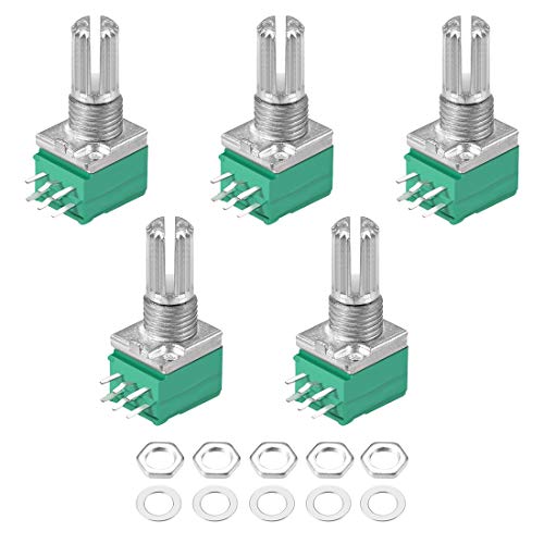 uxcell Potentiometer B20K Ohm Variable Resistors Double Turn Rotary Carbon Film Taper RV097NS 5pcs