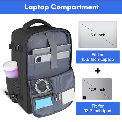 Taygeer Travel Laptop Backpack for Men Women, Airplane Approved Travel Backpack Suitcase with Water Bottle Pocket, Lightweight College 35l Luggage Bag 15.6inch Laptop Mochila Gifts for Business,Black by Taygeer - Used condition - Image 5