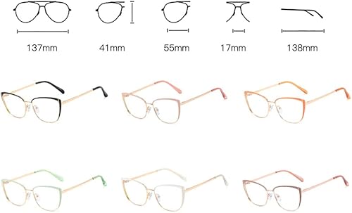 Miniatura 8 de kachawoo Gafas de bloqueo de luz azul retro para mujer, marco de metal, gafas de ojo de gato