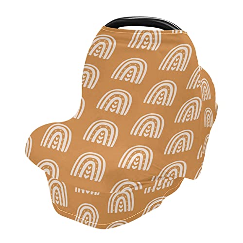 Image of Ethnic Rainbow Boho Baby 4 in 1 Car Seat Covers,Nursing Cover Breastfeeding,Soft Breathable Stretchy Coverage, Carseat Cover for Boys and Girls