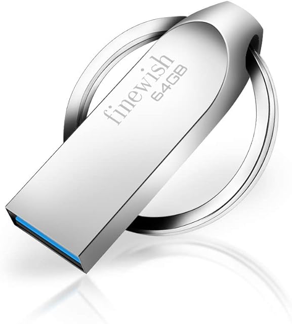USB Flash Drive 64gb 3.0, Metal Memory Stick 64 GB USB 3.0 Pen Drive Portable USB Stick 64gb With Key Ring for PC Laptop, Computers Tablet, Car Etc (Silver)