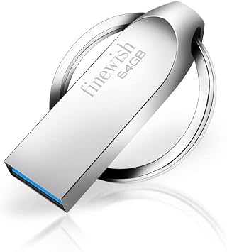 USB Flash Drive 64gb 3.0, Metal Memory Stick 64 GB USB 3.0 Pen Drive Portable USB Stick 64gb With Key Ring for PC Laptop, Computers Tablet, Car Etc Silver