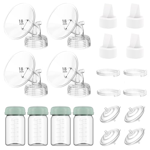 Image of 4 Full Pump Parts Kits for Spectra S1/S2/9 Plus/Synergy Gold, Replacement Kit for Spectra Pump Parts 4PC,Include 18mm Flange, Duckbill Valve, Tube, Bottle, Backflow Protector, Not Original Accessories