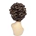 Ty.Hermenlisa 100% Real Virgin Brazilian Remy Human Hair Wigs for Black Women Natural Color Curly Short Bobs Hairpieces with Elastic Strap, 120g, Medium Brown