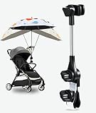 Universal 360° Adjustable Stroller Umbrella Attachment, Umbrella Holder for Chairs, Bikes & Wheelchairs - Clamp Fits 0.6-1.2in Handles, Beach Camping Gear