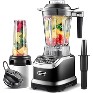 AMZCHEF Mixer Smoothie Maker – 2000W Blender – Mixer Hochleistungsmixer mit LED Zeitanzeige – 6 Pro-Scharfe 3D Klingen – 22000 U/Min Standmixer – 1,85 Liter Flasche und 600ml Tragbare Flasche