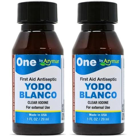Arymar YODO Blanco Decolorized Iodine, Gentle Antiseptic for Minor Cuts, Scrapes, and Burns Colorless Formula 1oz (Pack of 2) Cover