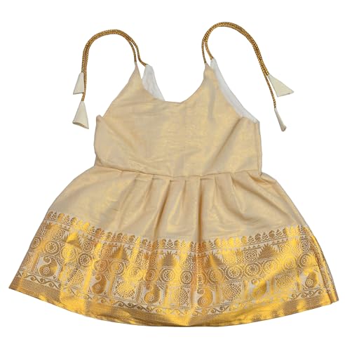 Image of Sathiyas Cotton Kids Baby Girls Frocks | Knee Length Kerala Onam Tissue | Traditional Embroidered South Indian | Western Frock Princess Birthday | Dress for Girls