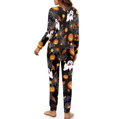 Womens Pajama Set Two Piece Long Sleeve Sleepwear with Pants Plus Size Casual Loose Soft Loungewear with Pockets3