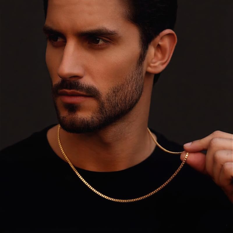 14K Yellow Gold Box Chain Necklace for Women and Men, Genuine Gold (0.6mm、1mm - Lengths from 16 to 30 Inches) - Image 5