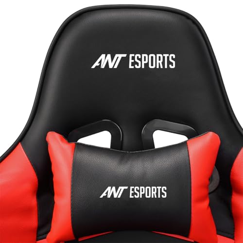 Image of Ant Esports 9077 Ergonomic Gaming Chair, Multifunctional Gaming Chair with Premium PU Leather Upholstery, 2D Armrest, Integrated Neck and Lumbar Support, & 180 Recline - Back & Red