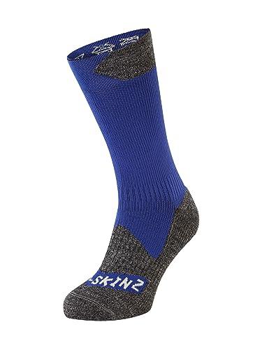SEALSKINZ Raynham Unisex Waterproof All Weather Mid Length Sock, Royal Blue, XL