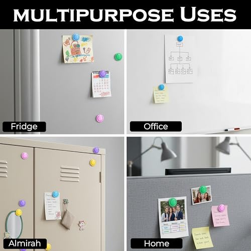 Image of Eduway Multicolor Transparent Round Magnetic Buttons | Strong Office & Home Magnets | Fridge, Magnetic Whiteboard & Craft Use | Set of 10