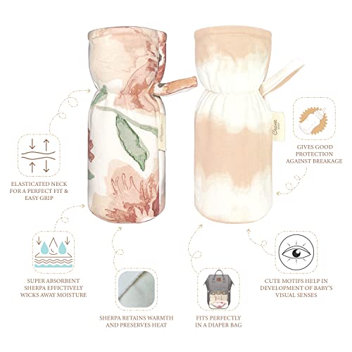 Image of Crane Baby Cotton Bottle Cover /Warmer, Parker Collection (Pack of 2, 19 x 8 x 8 cm, Fits Upto 330ml Bottle), Pink