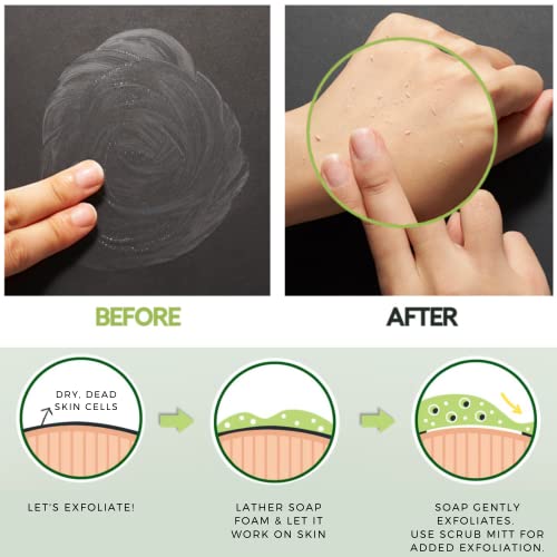 Exfoliating Body Scrub Soap With Korean Exfoliating Mitt - Foaming, Brightening Body Scrubs For Women Exfoliation - Body Exfoliator Sensitive Skin, Dry Skin Men (1 Pack) #TOP2