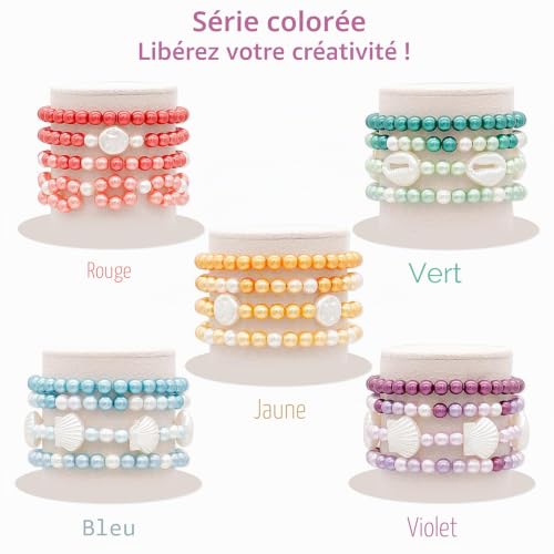 Dotilili Lot de 1474 perles rondes en verre multicolores de 6 mm avec trou pour la fabrication de bijoux, bracelets, colliers, Cadeaux pour Noël – vue 4