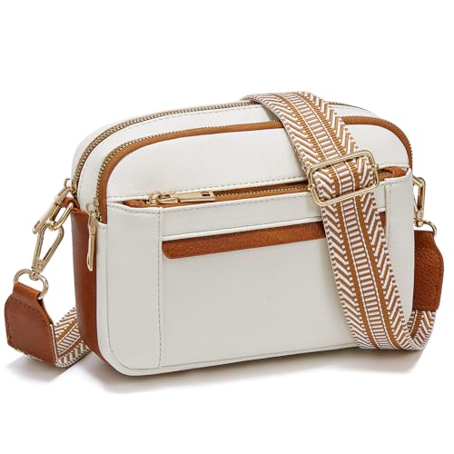 Quilted Crossbody Bags for Women Trendy Vegan Leather Purses Wallet Small Shoulder Handbags with Wide Strap