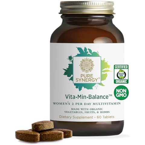 PURE SYNERGY Vita·Min·Balance | Multivitamin for Women with Iron | Women’s Daily Multivitamin Made with Organic Whole Foods | for Balanced Energy and Stress Support (60 Tablets) Cover
