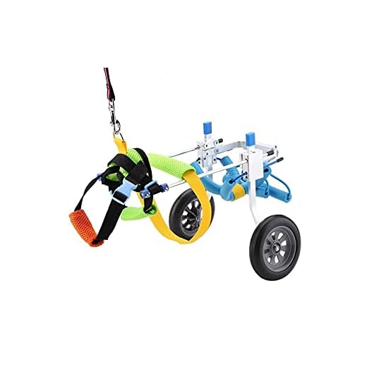 Två rundor hund rullstol bakben medium/stor/liten justerbar husdjur rullstol husdjur scooter vagn för äldre hundar, katter, kaniner promenadrehabilitering (1-30 kg) (storlek: XXS)