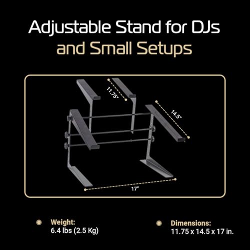 Image of Headliner Los Angeles Headliner Covina Portable Dual DJ Controller Stand Adjustable and Durable DJ Stand for Controller and Laptop Perfect for your DJ Rig at Home, in the Club or on the Road (HL20003).
