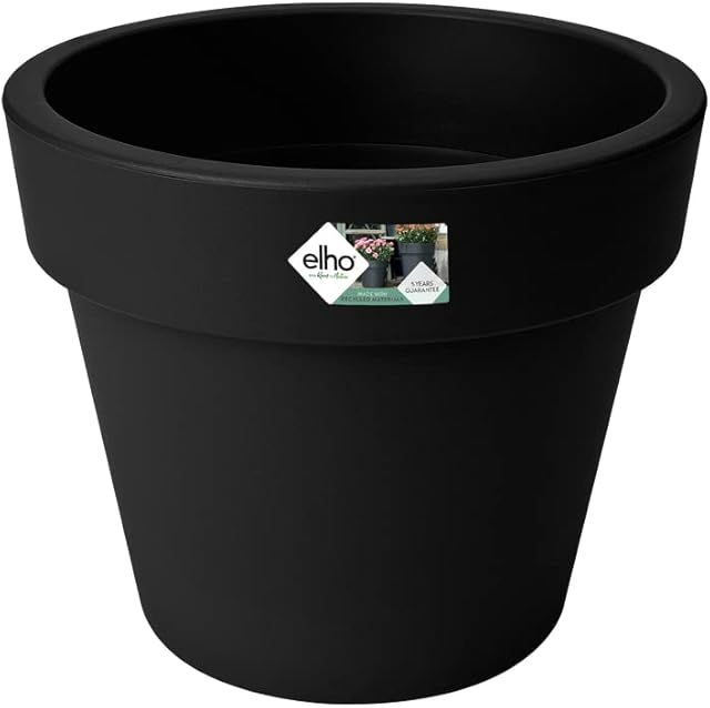 Elho Flower Pot Green Basics top Planter 40cm in Active Black, 39x39x33 cm