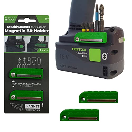 StealthMounts Grün Festool 18v magnetischer Bit-Halter | Bit Organizer für Bohrer | Idealer Bit-Halter für Festool 18v-Bohrer und -Schlagschrauber (2er Pack)