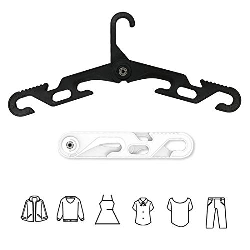 Fohanger Travel Hangers 2Pcs Portable Folding Hangers Travel Accessories Non Slip Drying Rack for Clothes Skirt Coat Suits Pants 1Black1White