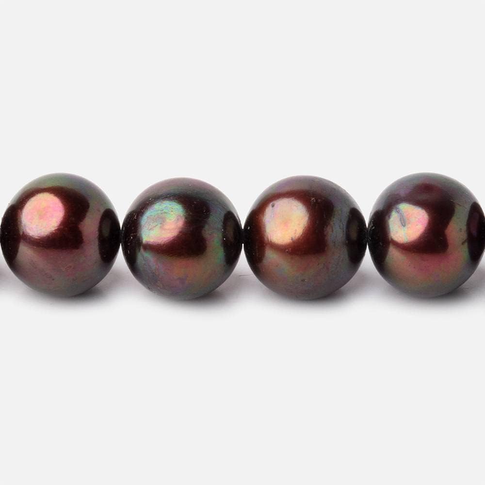 11x10mm Cherry Chocolate Off Round Freshwater Pearl Beads 15 inch 44 Pieces