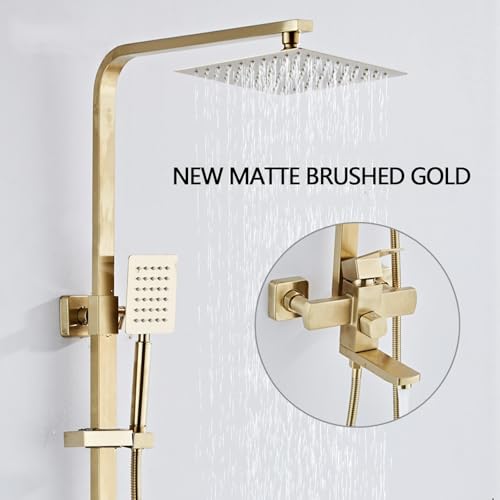 Ensemble de douche doré avec douchette combinée 3 jets réglable - 3