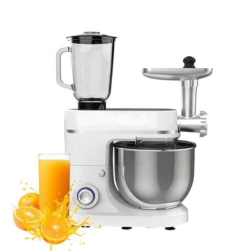 Amasadora Planetaria, Amasadora Planetaria Familiar 1500W Multifuncional 3-en-1 con Amasadora, Batidora, Picadora de Carne y Bol 10L para Pan, Pizza y Postres, 6 Velocidades