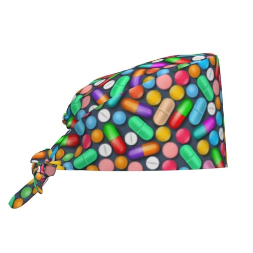 Image of Working Cap Scrub Cap with Sweatband Adjustable Unisex Women Tie Back Hat Nurse Surgical Caps