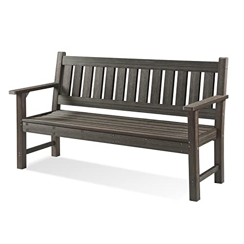 Acuel Garden Bench, Poly Lumber Outdoor Bench Weatherproof, Hdpe 3-Person Patio Bench, Like Real Wood, Rot-Proof Fade Proof For Garden, Porch, And Park (Dark Brown) #TOP15