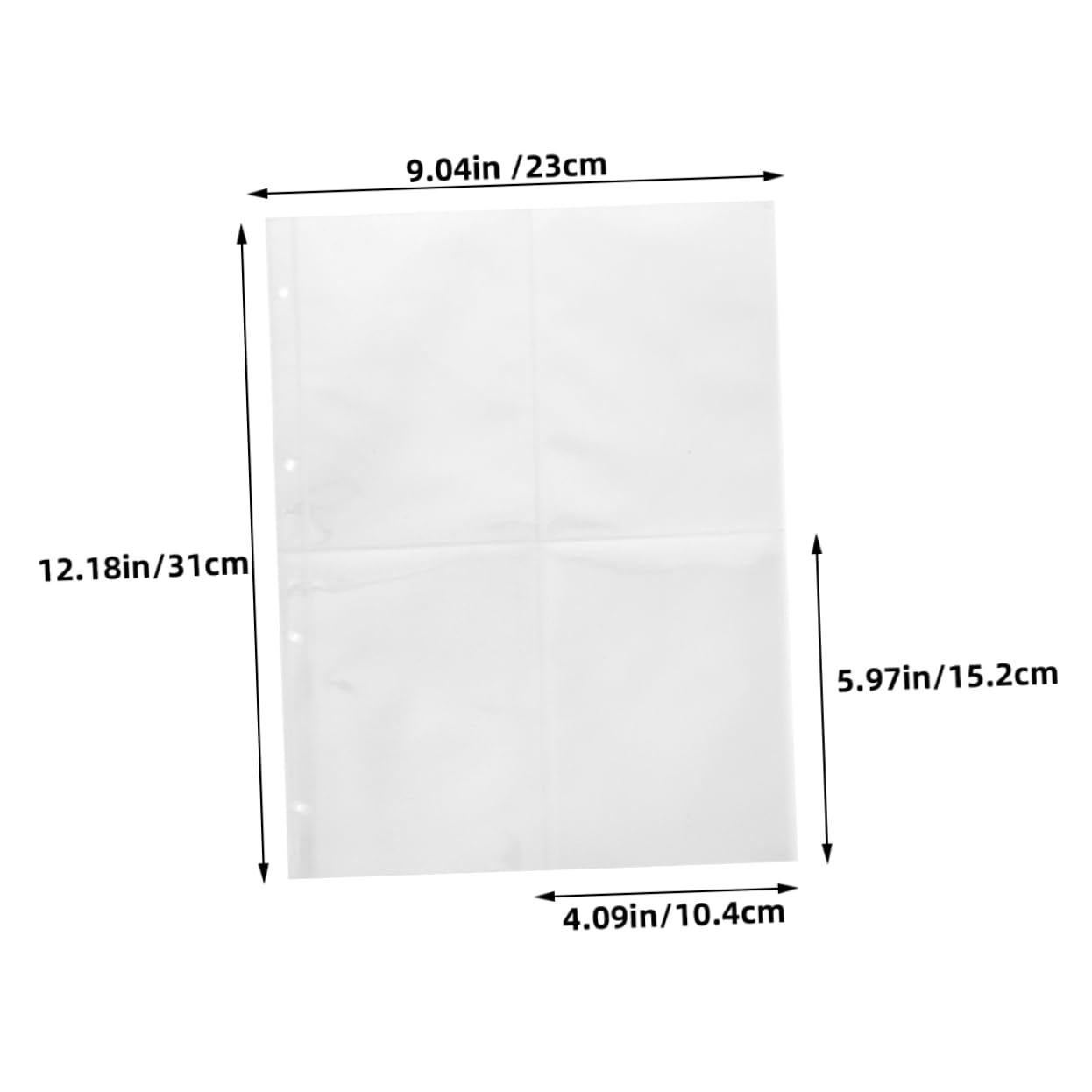 VILLCASE Binder Collector Pages Photo Album Page 4-Ring Design Plastic Photo Sleeves for A4 Loose-Leaf