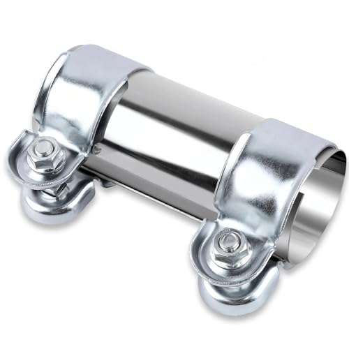 HUANR Acier Inoxydable Manchon Echappement, 45 x 125 mm Usage Général Collier Echappement, Double Clip Raccord Echappement, Pour une Utilisation dans les Voitures, les Motos et les Camions