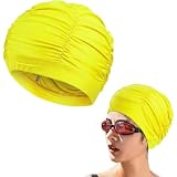 COYUN Cuffia Piscina Donna, per Capelli Lunghi, di Alta Qualità, Realizzata in Nylon - Giallo
