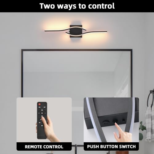 Image of Battery Operated Wall Sconces Set of Two, Black 23.6 inch 3 Color LED dimmable Wireless Wall Sconce with Remote Control, USB Rechargeable Wall Lights for Living Room Bedroom Hallway Background
