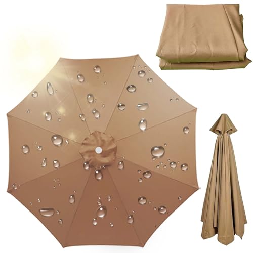8 Stecche-4m Telo di Ricambio per Ombrellone, Tettoia di Ricambio per Ombrello Impermeabile, Protezione UV (Khaki)