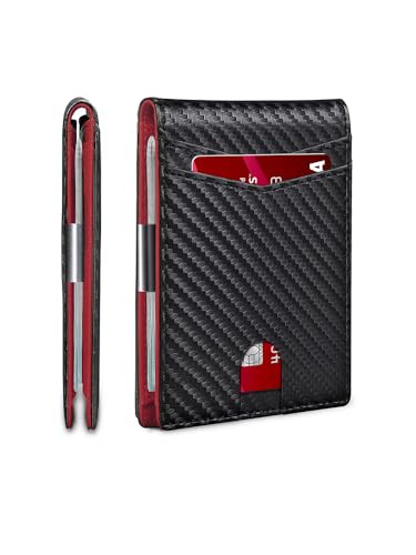 Slim Wallet for Men Gifts 12 Card Slots ID Window With Money Clip Minimalist RFID Front Pocket Bifold Leather