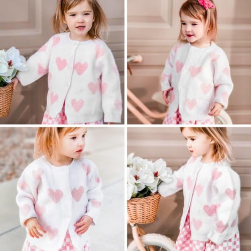 Image of Simplee kids Baby Girl Thin Sweater Solid White Pink Cardigans for Toddler 0-3Years