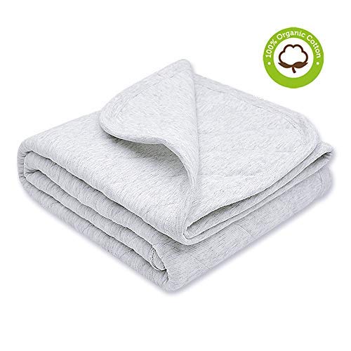 Zenssia Organic Cotton Baby Blanket Warm, Breathable and Super Soft Quilted Toddler Blanket