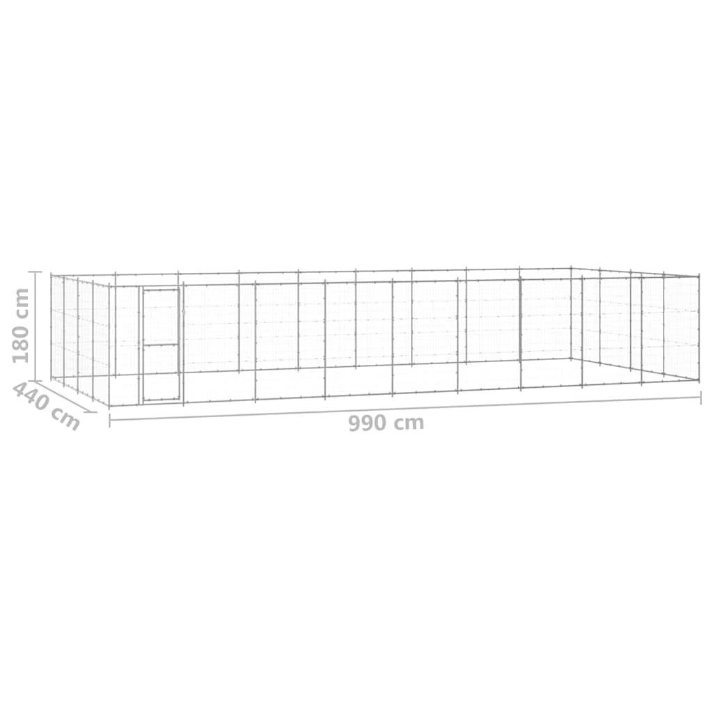 Perrera para perros de acero galvanizado, 43,56 m², resistente a la intemperie, con puerta cerrable, rejilla resistente para perros, cachorros, jardín, protección, seguridad, entrenamiento