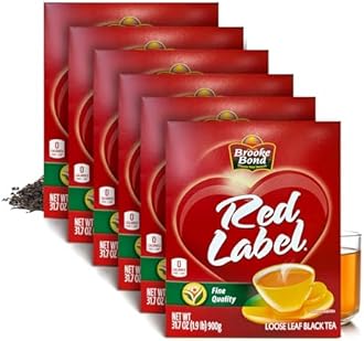 Brooke Bond Red Label | Premium Black Tea | Loose Tea | Rich Aroma | Compatible for Chai & Milk | 900 Grams (Pack of 6)
