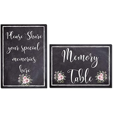 Elcer Funeral Memory Table Sign | Share Your Special Memories Sign | Set of 2 Signs for Celebration of Life Funeral Memorial | Table Decoration Cards | Funeral Guest & Book Sign (Black (Chalk)) Cover
